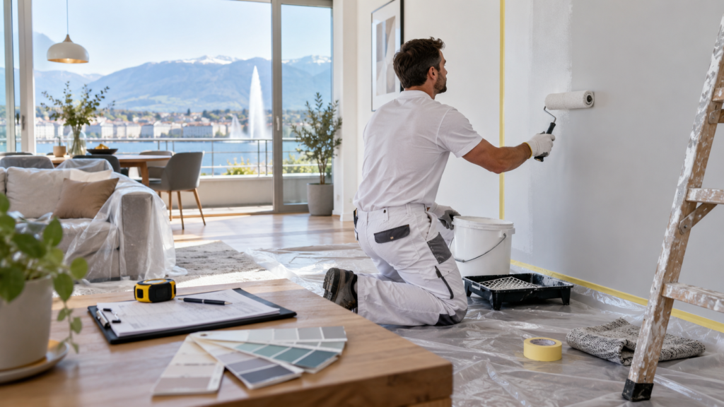 Peintre professionnel à Genève réalisant des travaux de peinture intérieure